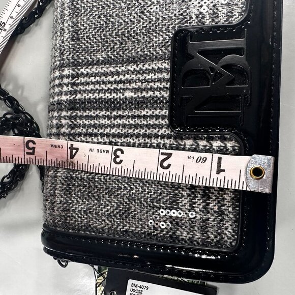 Badgley Mischka Sequins Wool Crossbody Vegan Leather Party Cocktail Purse Bag - Picture 9 of 15